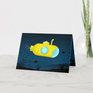 Yellow submarine finds heart greeting card