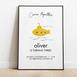 Yellow Submarine Kids Birthday Welcome Poster