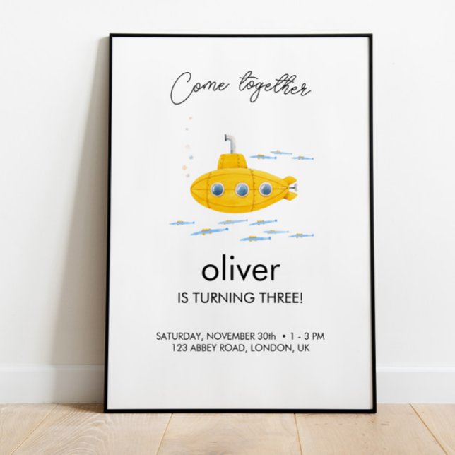 Yellow Submarine Kids Birthday Welcome Poster (Creator Uploaded)