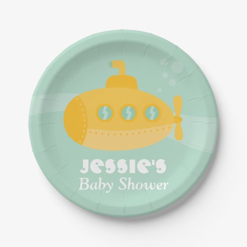 Yellow Submarine Underwater Baby Shower Custom Paper Plates