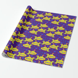 Yellow Submarines Personalize Background Colour Wrapping Paper