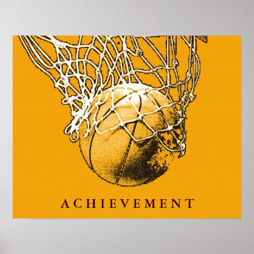 Yellow Success Achievement Sport Basketball Poster