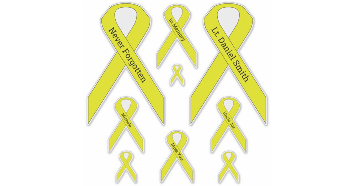 [Yellow] Suicide, POW/MIA Awareness Ribbon Vinyl Sticker | Zazzle