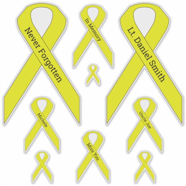 [Yellow] Suicide, POW/MIA Awareness Ribbon Vinyl Sticker (Front)