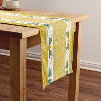 Yellow Sukkot Etrog Palms Lulav Sukkah Decorations Short Table Runner