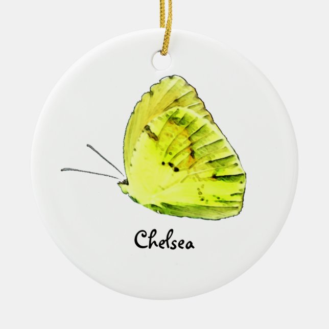 Yellow Sulphur Butterfly Personalized Ornament (Front)