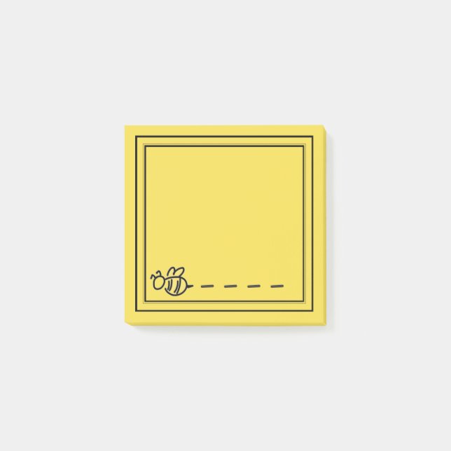 Yellow Summer Bees Monogram Pattern Post-it Notes (Front)