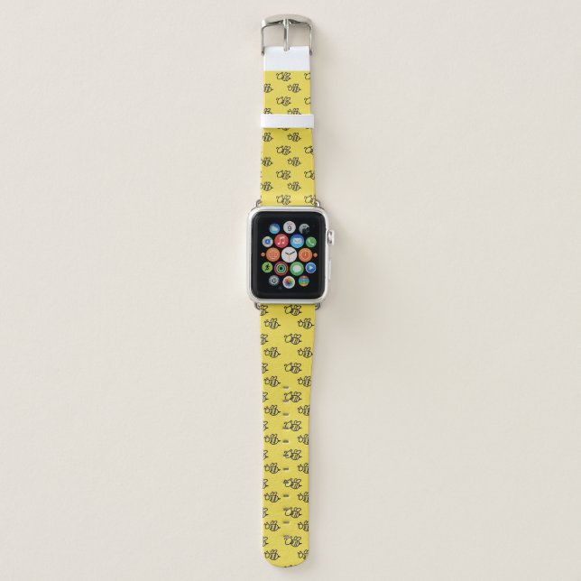 Yellow Summer Bees Pattern Apple Watch Band (Front)