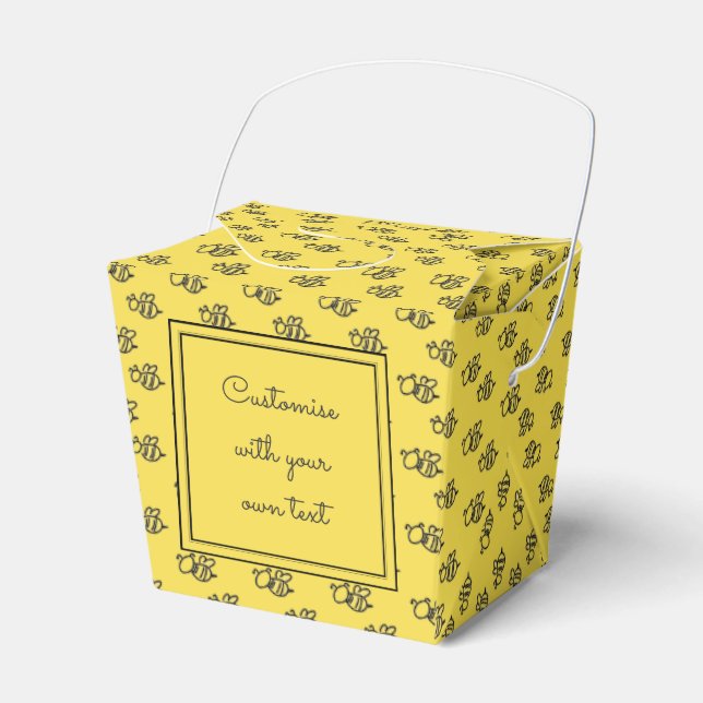 Yellow Summer Bees Pattern Custom Text Favor Boxes (Front Side)