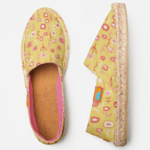Yellow Summer Floral Pattern Espadrilles
