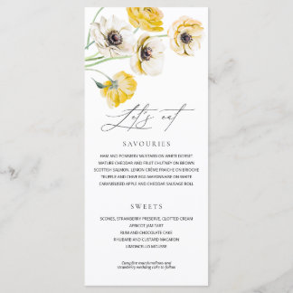 Yellow Summer Flowers Minimalist Wedding Menu