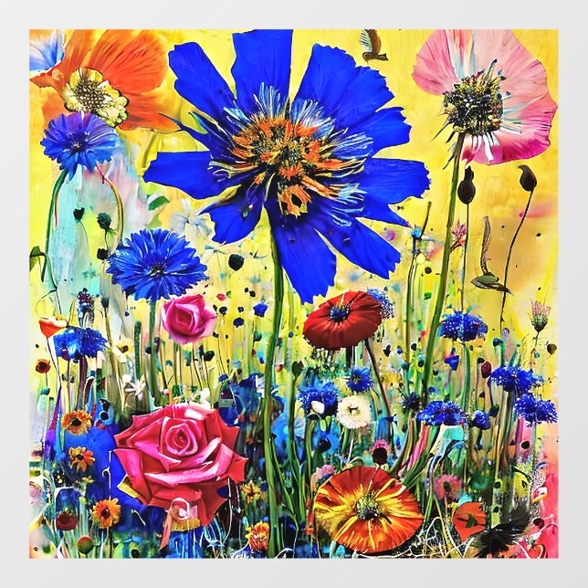 Yellow summer flowers  window cling (Sheet)