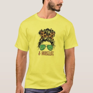 Yellow Summer Nurse Life Motif For Women And Messy T-Shirt