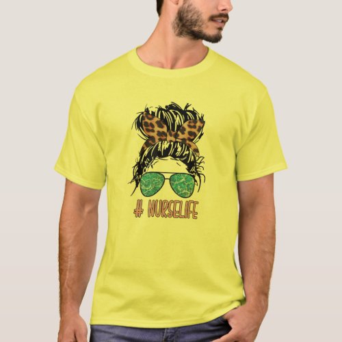 Yellow Summer Nurse Life Motif For Women And Messy T_Shirt