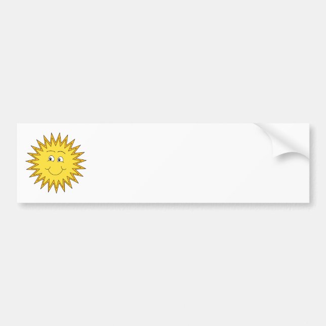 Yellow Summer Sun with a Happy Face. Bumper Sticker (Front)