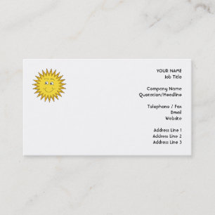 Yellow Summer Sun with a Happy Face. Business Card