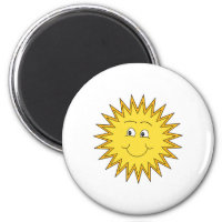 Yellow Summer Sun with a Happy Face. Magnet