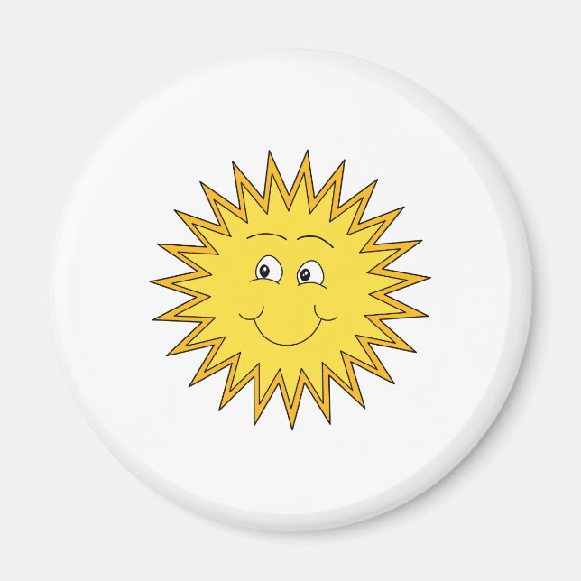 Yellow Summer Sun with a Happy Face. Magnet (Front)