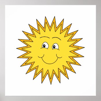 Yellow Summer Sun With A Happy Face. Poster by Graphics_By_Metarla at Zazzle