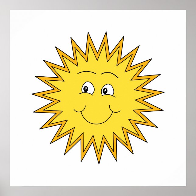 Yellow Summer Sun with a Happy Face. Poster (Front)