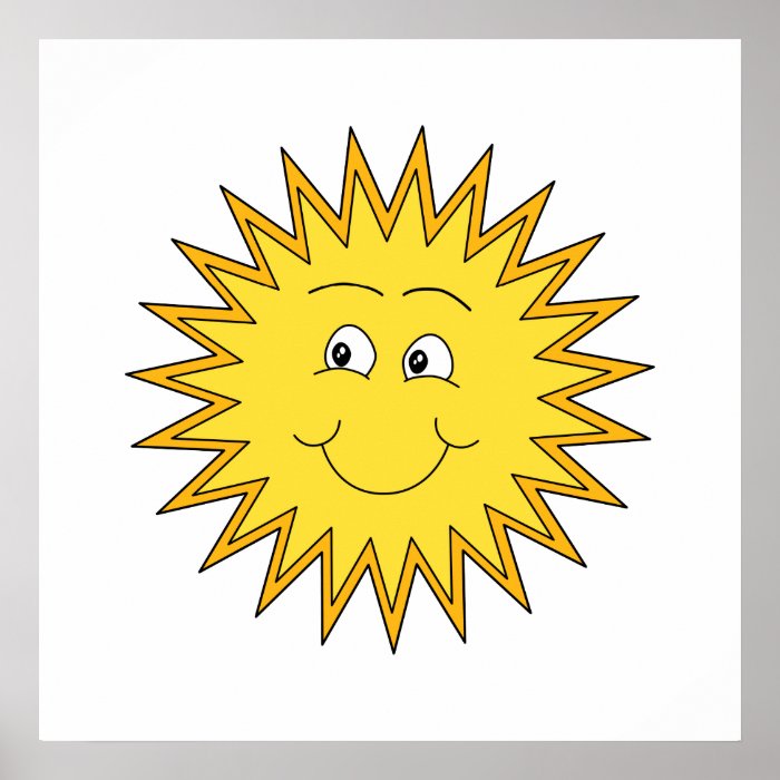 Yellow Summer Sun with a Happy Face. Poster