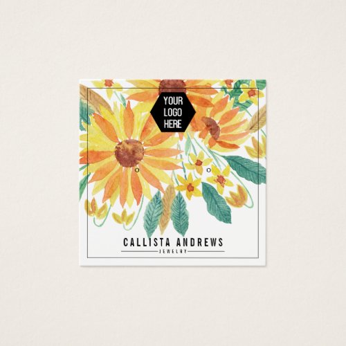 Yellow Summer Sunflower Logo Earring Display Card