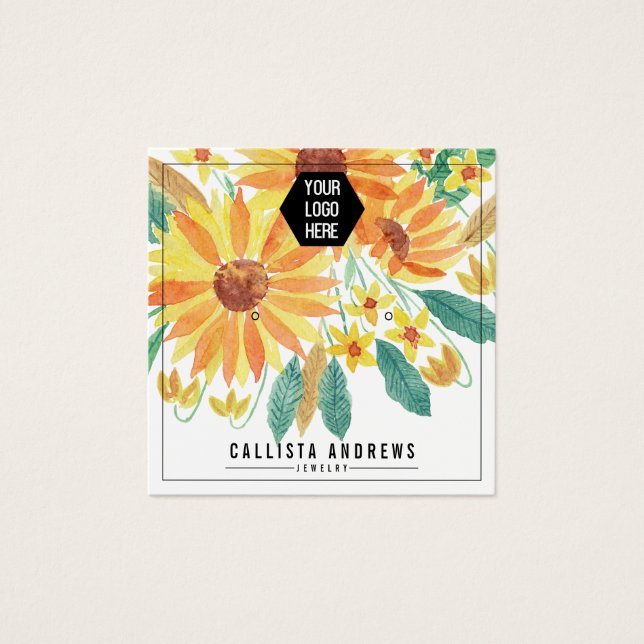 Yellow Summer Sunflower Logo Earring Display Card (Front)