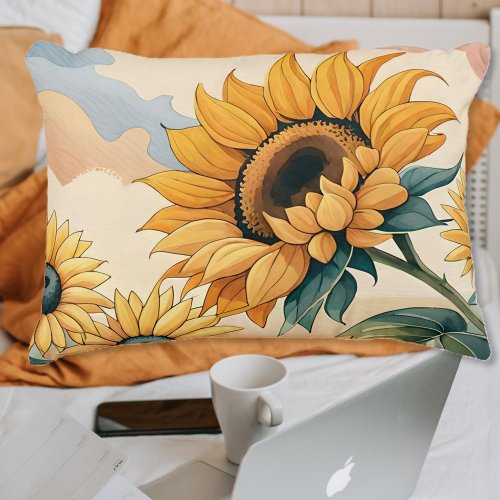 Yellow Summer Sunflower Painting  Accent Pillow