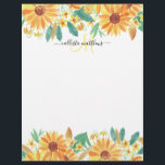 Yellow Summer Sunflower Watercolor Monogram Letterhead<br><div class="desc">This elegant and modern design is perfect for the classy and stylish woman. The design features a hand-painted yellow, orange, brown, and green watercolor sunflower arrangement on top of a white background. It's an artsy, pretty, country, and summer floral design. Just customize this design with your personal monogram initial and...</div>