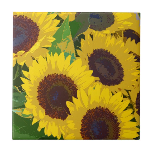 Yellow summer sunflowers tile (Front)