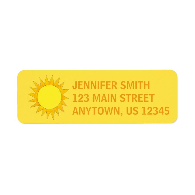 Yellow Summer Sunshine Beach Rays Sunny Day Sun Label (Front)
