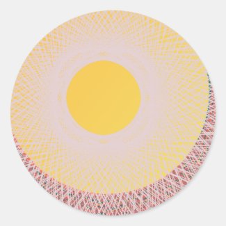 yellow sun abstract art classic round sticker