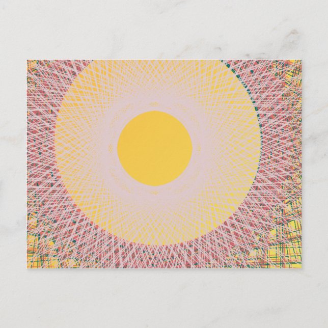 yellow sun abstract art postcard (Front)