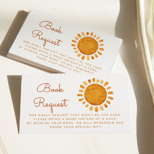 Yellow Sun Baby Shower Book Request Enclosure Card