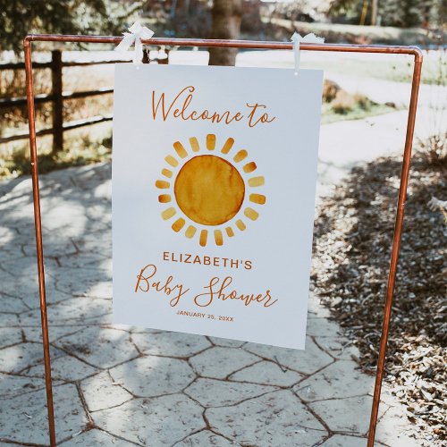 Yellow Sun Baby Shower Welcome  Poster