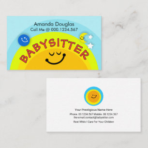 Yellow Sun Babysitting Little Earth Moon Business Card
