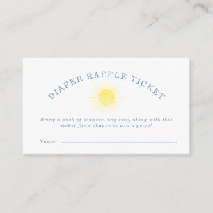Yellow Sun Blue Gingham Baby Shower Diaper Raffle Enclosure Card