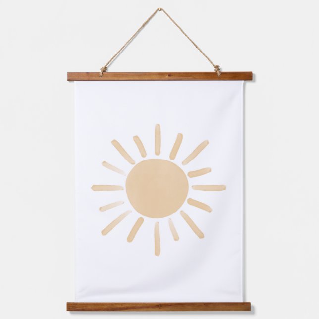 Yellow Sun Boho Baby Nursery Decor Hanging Tapestry (Front)