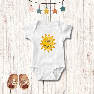Yellow Sun Cute Adorable Unisex Monogram Baby Bodysuit