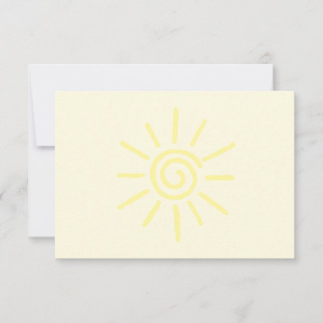 Yellow Sun Drawing Custom Note Card (Front)