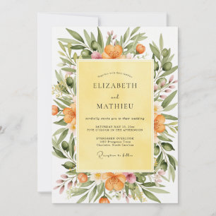 Yellow Sun-drenched Tuscan Wedding Invitation