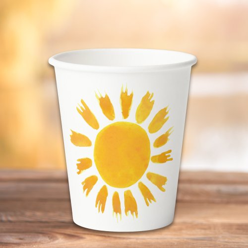 Yellow Sun First Birthday Party Paper Cups