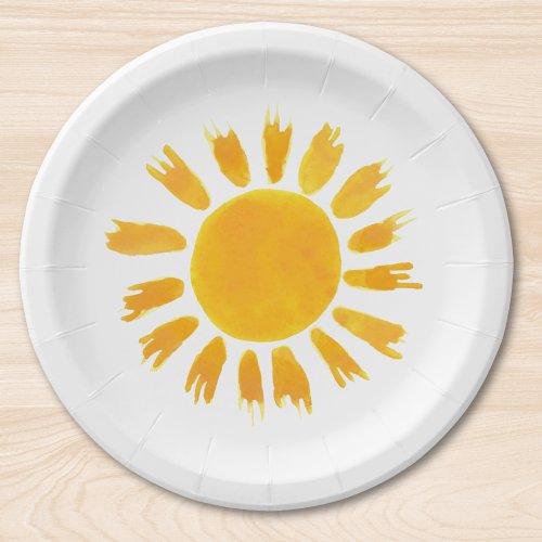 Yellow Sun First Birthday Party  Paper Plates