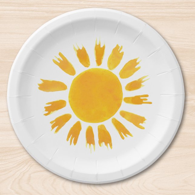 Yellow Sun First Birthday Party  Paper Plates (Creator Uploaded)