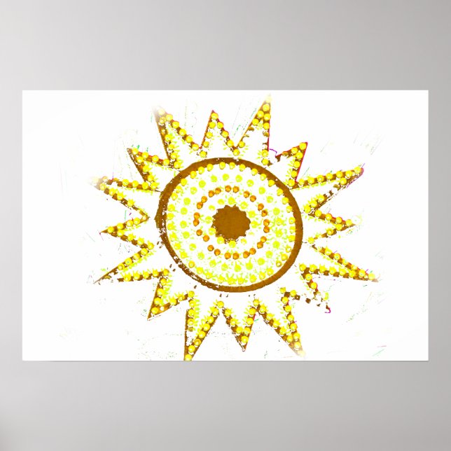 Yellow Sun in Lights Grunge Cutout Poster (Front)