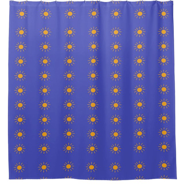 Yellow sun pattern shower curtain (Front)