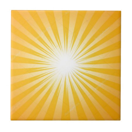 Yellow Sun Rays Ceramic Tile