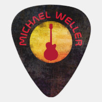 yellow sun & red-guitar, add-name guitar pick yellow sun & red-guitar, add-name guitar pick
