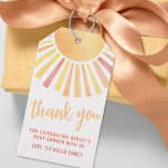Yellow Sun Thank You Gift Tags<br><div class="desc">Boho Sunshine Sun Thank You Gift Tags. This "Thank You" favor tag is a cheerful and vibrant way to express gratitude, featuring a bright sun at the top with "Thank You" in flowing script beneath it. A short note of appreciation, along with the family name, completes the design, making it...</div>