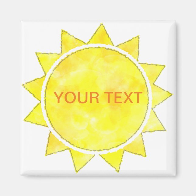 Yellow Sun Watercolor Custom Text  Magnet (Front)